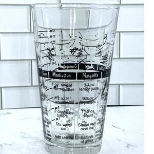1960 Vintage Libby Bartender Bar Cocktail Mixed Drink Recipe Shaker‎ Glass